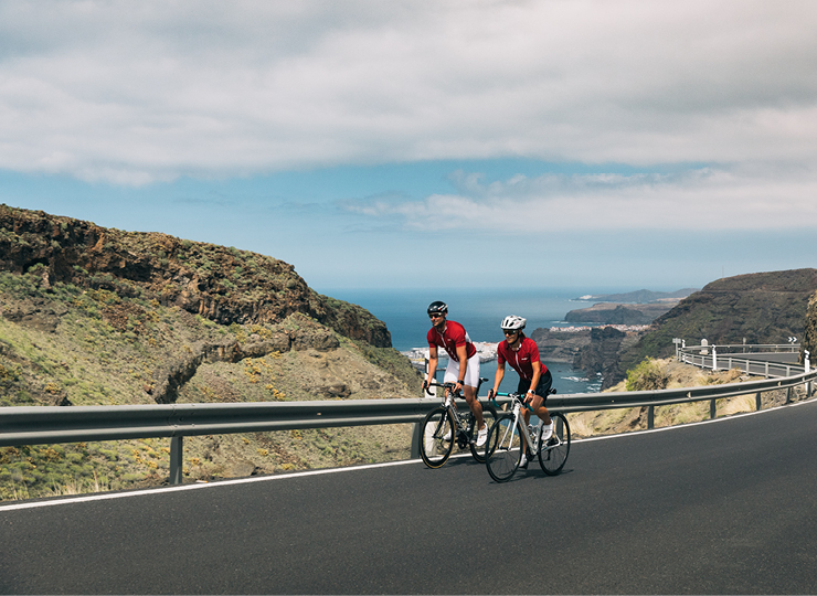 Cyclists on a scenic road