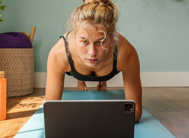 person doing home workouts