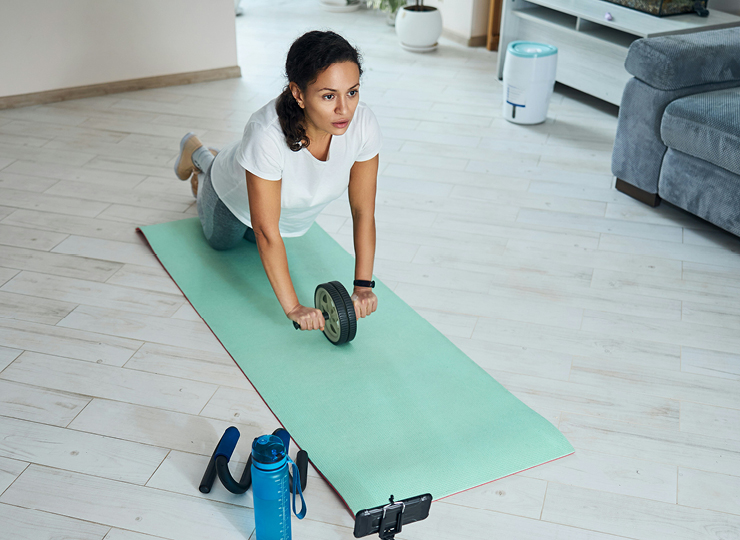 person doing abs at home