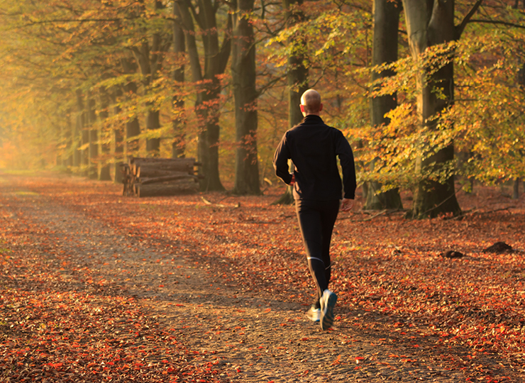 people working out outside during fall season