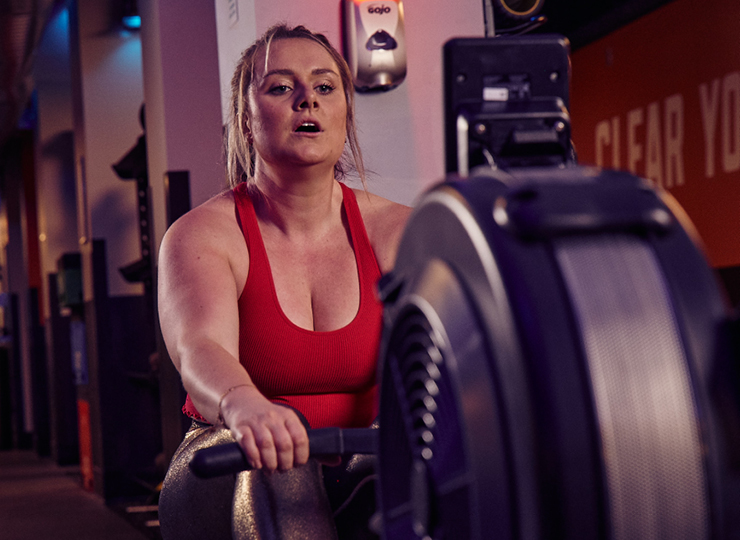 woman on rowing machine