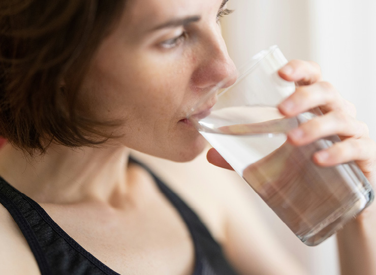 woman drinking water