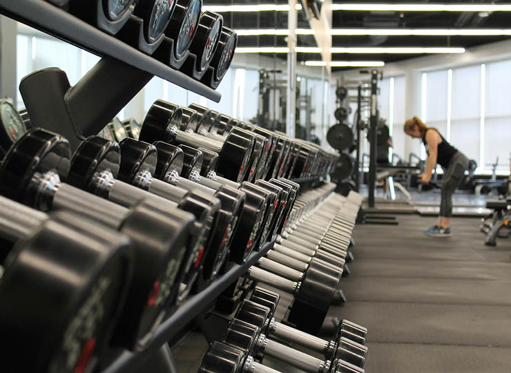 weight rack in a fitness club